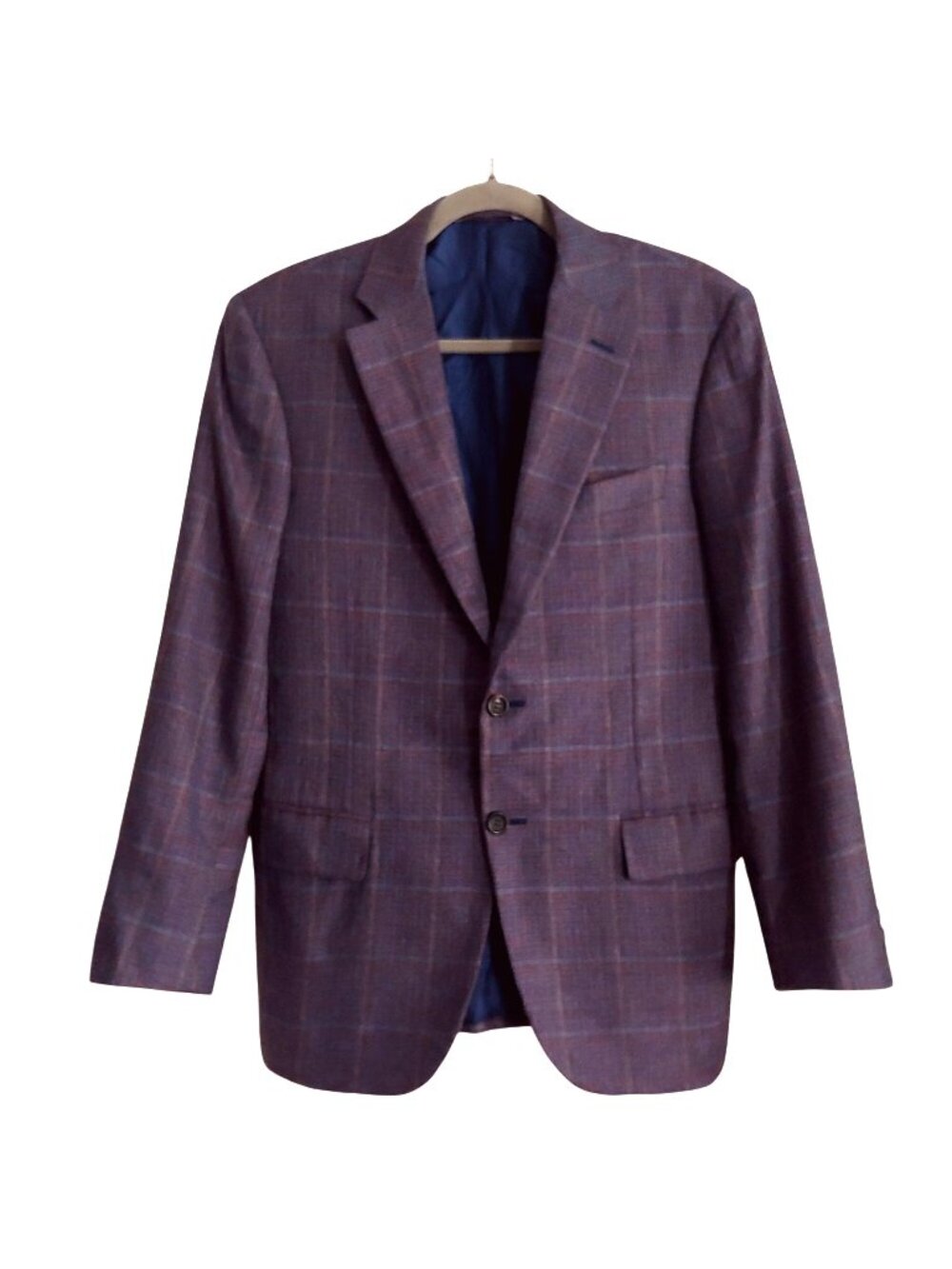 Canali Exclusive Windowpane Sport Coat Blazer Italy 46R Luxury Silk/Cashmere